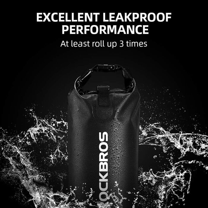 ROCKBROS Сумка Dry Bag 40 л, водонепроникна, для водного спорту, пляжу, каякінгу, рафтингу, чорна