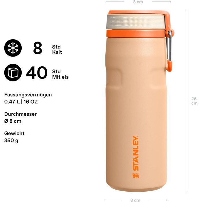 Термос-пляшка STANLEY 1913 IceFlow Bottle Twist Flip 0.47л, помаранчева (Orange Sherbet)