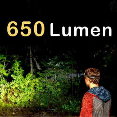 Everbeam H6 Pro LED-налобний ліхтар з датчиком руху, 650 люмен, 20 годин роботи, 1200 mAh акумулятор, перезаряджається, водонепроникний, USB, 2 шт.