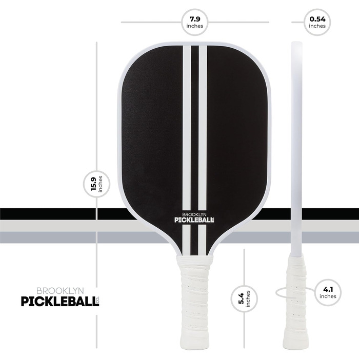Паддл для піклболу Brooklyn Pickleball Co. | Вуглеволокно | Комірчаста структура | Нековзний руків'я | Одиночний | Білий (Чорний)