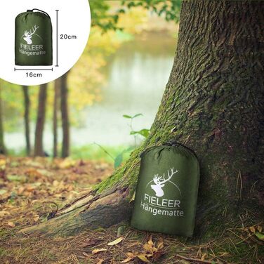 Гамак для кемпінгу Fieleer Ultraleicht | Легкий, міцний, 275x140 см, 300 кг, нейлон, для відпочинку на природі та вдома