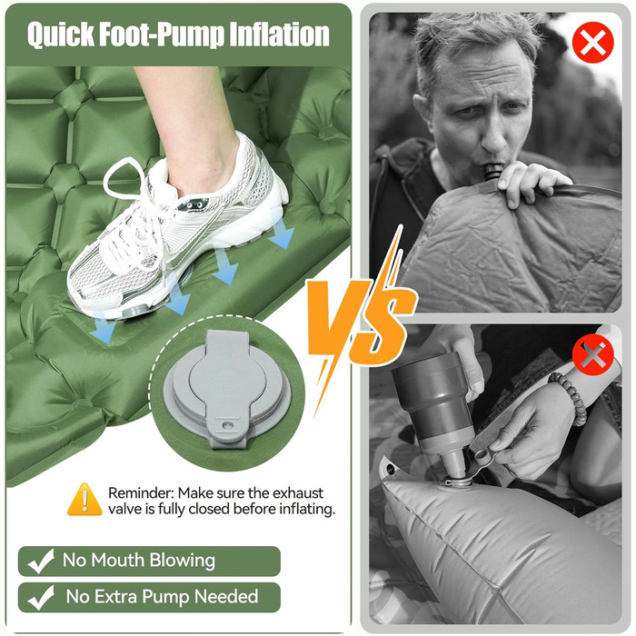 Isomatte самонадувна туристична, килимок для кемпінгу Ultraleicht з помпою та подушкою, водонепроникний, для відпочинку на природі