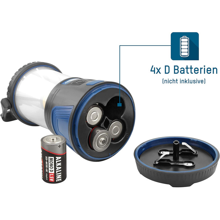 Ліхтар кемпінговий LED ANSMANN CL600B: 600 люмен, 360° світло, регулювання яскравості, водонепроникність IPX4, 3 режими (білий, червоний, червоний блимає), на батарейках