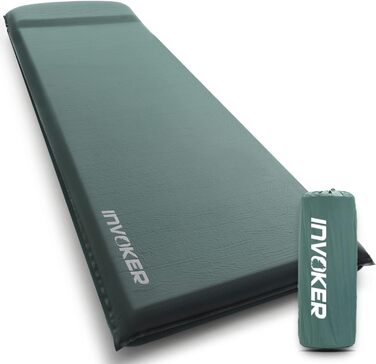 Саморозкладана туристична матрац для кемпінгу з memory foam, з вбудованим подушкам, 8 см, зелений