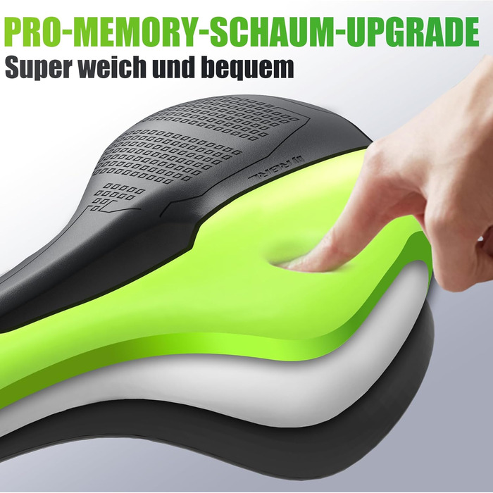 Велосипедне сідло RBRL – Комфортне широке сідло з піною Memory Foam та подвійною амортизацією, водонепроникне, для MTB, BMX, шосе та трекінгу, ергономічне