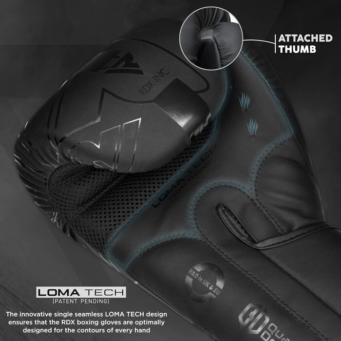 Боксерські рукавички RDX Maya Hide для муай-тай, кікбоксингу, спарингу. Чоловічі та жіночі рукавички для боксу, кікбоксингу, MMA. Розміри: 8, 10, 12, 14, 16, 18oz. Чорний колір.