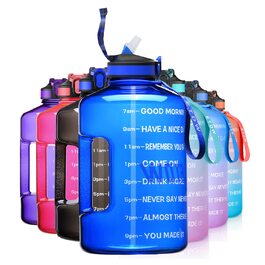 Спортивна пляшка для води 3,78 л з позначками часу та трубочкою, BPA Free, витокозахисна, 3800 мл, блакитна