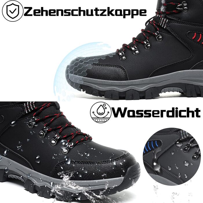 Чоловічі зимові чоботи Frysen, утеплені, водонепроникні, теплі, для активного відпочинку та трекінгу, 39-47 EU (Чорний, 44 EU)