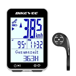Велокомп'ютер GPS бездротовий, водонепроникний IPX7, 2.4'' FSTN дисплей, білий - з подовженим тримачем