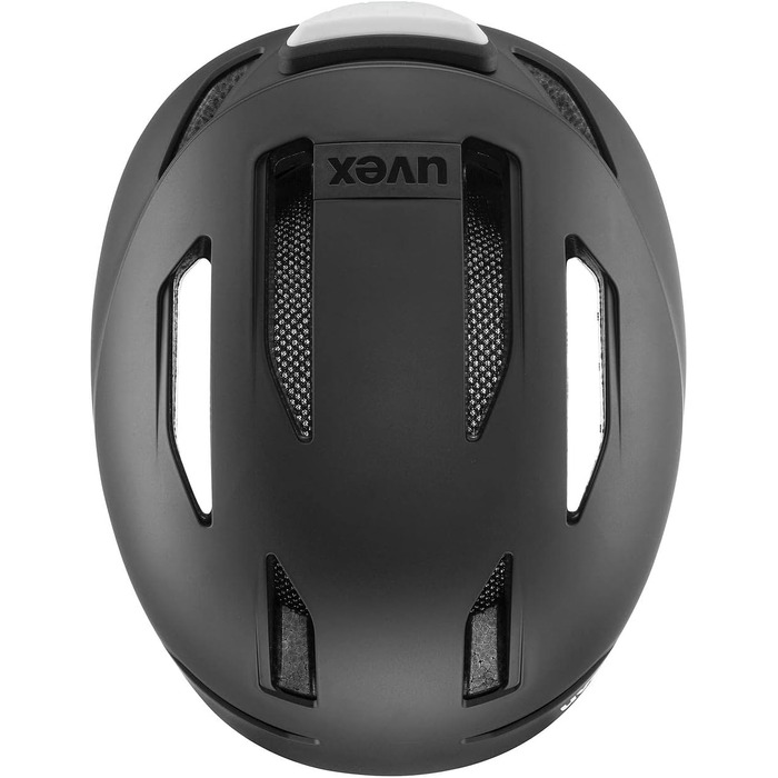 Велосипедний шолом uvex Urban Planet LED, чорний матовий, для жінок і чоловіків, 58-61 см, екологічний
