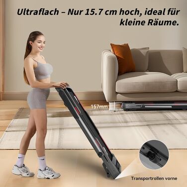 Біговий тренажер JASPORT H з нахилом 12°, 2-в-1 Walking Pad до 14 км/год, двигун 3.0HP, 18 програм, сенсорний та пульт дистанційного керування, Dual LED, складний 157 мм, Bluetooth App Zwift/Kinomap, для дому та офісу (GL3H)
