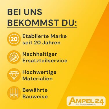 Батут Ampel 24 для саду Ø 305/366/430 см, сертифікат GS, для дітей, повний комплект з захисним бордюром та сіткою, чорний преміум-фрейм