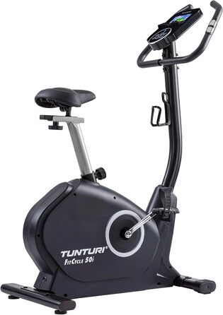 Велотренажер Tunturi FitCycle 50i/70i з LCD-дисплеєм, додатками Zwift і Tunturi Routes, 32 рівня навантаження, сенсором пульсу, для дому, до 150 кг