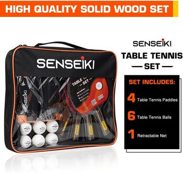 Набір для настільного тенісу: 2 ракетки преміум-класу, 3 тенісні м'ячі, компактний кейс | Комплект для пінг-понгу з ракетками та м'ячами