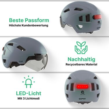 GOOFF Pilot S-Pedelec шолом – захист для швидких електровелосипедів, велосипедний шолом із візором і підсвіткою, сертифікат NTA 8776