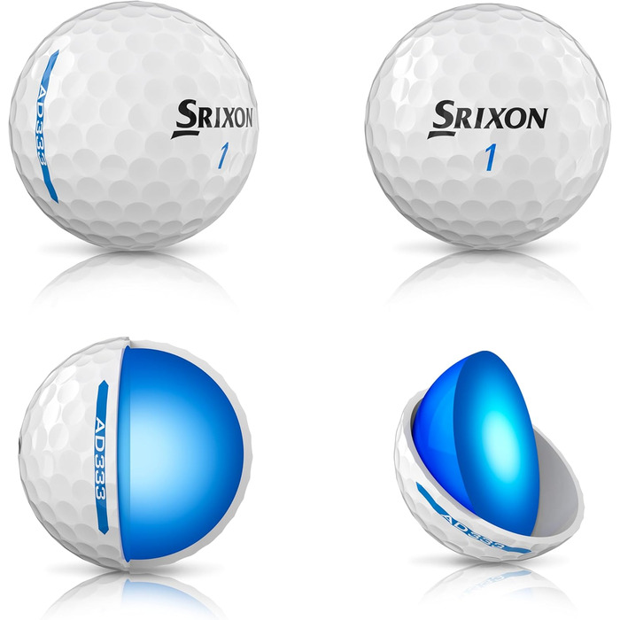 Гольф-м'ячі Srixon AD333 11 - преміум якість для дальності та швидкості, низька компресія, лінія вирівнювання.