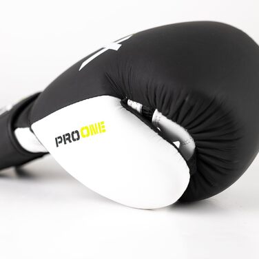 Боксерські рукавички LNX Pro-One зі шкіри, професійні для спарингу та тренувань, 14 унцій, чорні/чорно-білі, для чоловіків і жінок