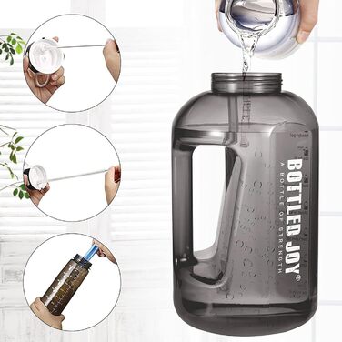 Пляшка для води Acxilexy 2,5 л з трубочкою, BPA-Free, пластикова, з таймерами, для спорту, офісу, дому, герметична
