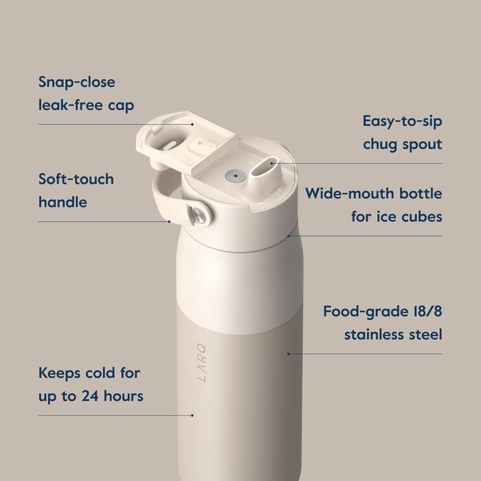 Термос LARQ Swig Top 1 л з нержавіючої сталі, широкий отвір, BPA-free, для води, спорту та подорожей, ізоляційна пляшка 680 мл, колір Mojave Dune
