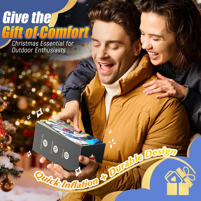 Надувний килимок для кемпінгу з подушкою, інтегрована підошва-насос, компактний, для туризму та подорожей (світло-сірий)