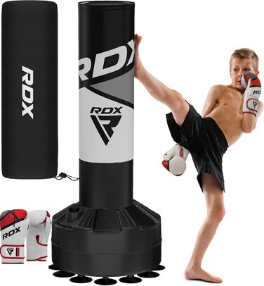Дитячий боксерський мішок RDX 4FT із стійкою, сірий, для боксу, кікбоксингу, MMA, з тренувальними рукавичками, для дому та спортзалу