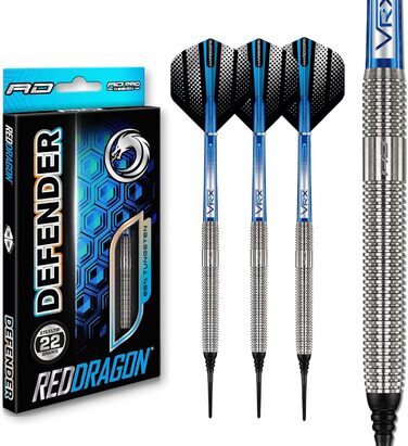 Дротики Red Dragon Defender 21 г з м'яким вістрям, з оперенням і стрижнями для електронного дартсу