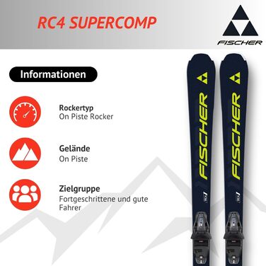 Лижі гірськолижні фішер RC4 Supercomp - для підготовлених трас - з крепленнями RS10 GW SLR Z3-10 - для досвідчених гірськолижників - 170 см