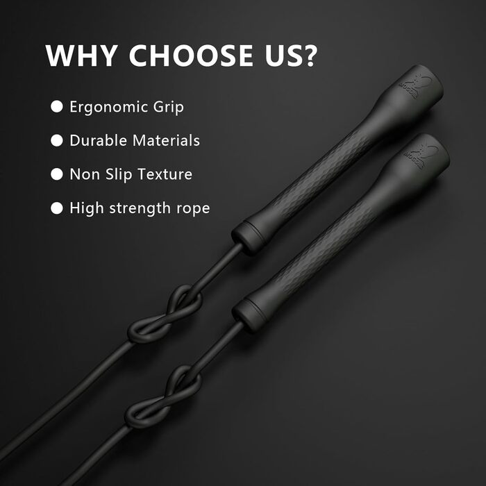 Стрибкове канат Springseil: 300 см, ПВХ-канат з бавовняним ядром, ергономічні ручки, регульована довжина, чорний
