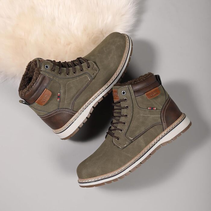 Чоловічі зимові черевики ANALEAF - теплі, непромокаючі, з антиковзаючою підошвою, для прогулянок та походів, зелені, 43 EU