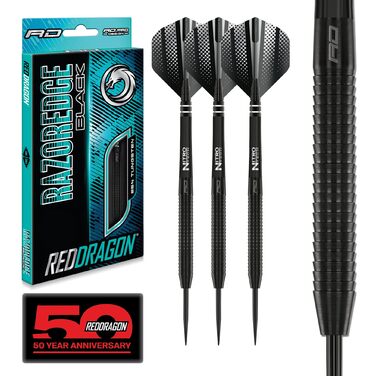 Дарти сталеві Red Dragon Razor Edge Black 23г з пір'ям та стеблами (Тунгстен, професійні)