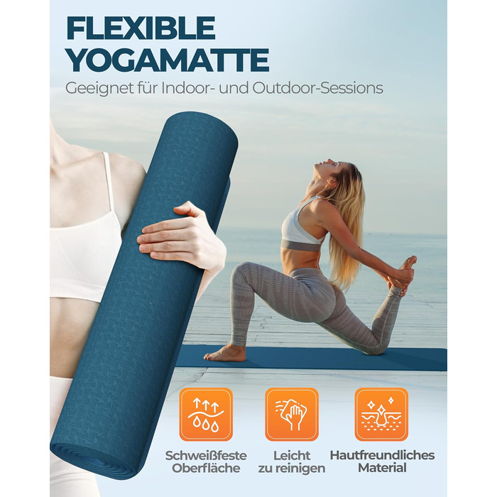 Йога-мат Fitleap Pro з екологічного TPE, нековзкий, гіпоалергенний, без шкідливих речовин, для фітнесу, пілатесу та гімнастики