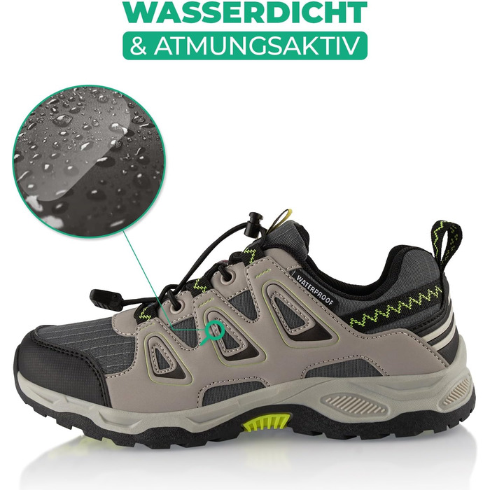 Водонепроникні трекінгові черевики для жінок та чоловіків, Trail Running, сіро-зелені (40 EU)