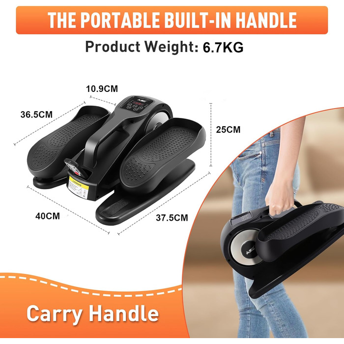 Еліптичний тренажер під стіл, міні-еліпс, електричний педальний тренажер для сидіння з пультом керування, регульована швидкість, для людей похилого віку та дорослих, срібний колір