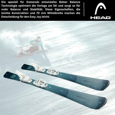 Гірські жіночі лижі Head Easy Joy Allride Rocker з кріпленнями Joy 9 GW SLR, для початківців, для підготовлених трас