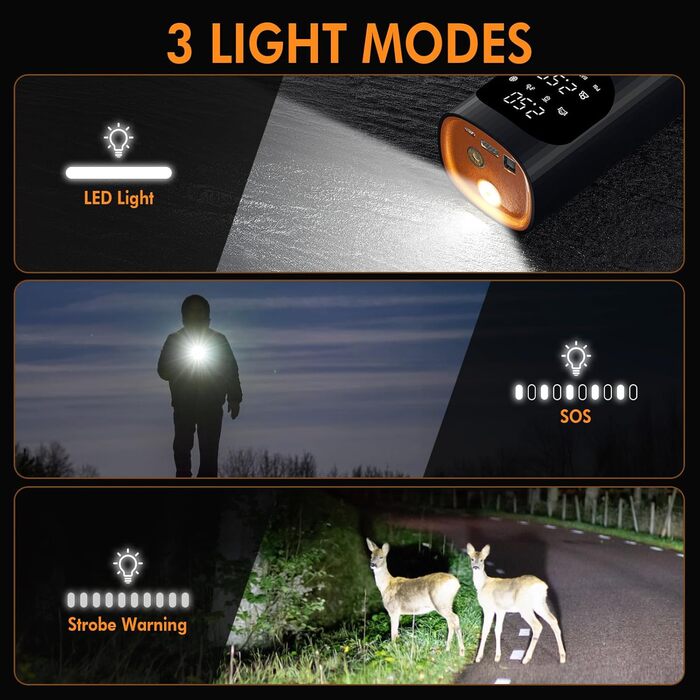 Електричний компресор ELZO для велосипедів, м'ячів та авто: 150 PSI, 7500mAh, LCD-дисплей, автостоп