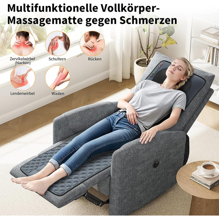 Електрична масажна подушка для крісла з підігрівом та вібрацією для спини та шиї, масажер для всього тіла, Шиацу масаж (2.0)