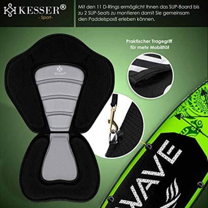 KESSER® Надувна SUP-дошка для веслування стоячи, преміум, 6 дюймів, набір з аксесуарами, до 130 кг, для водного спорту