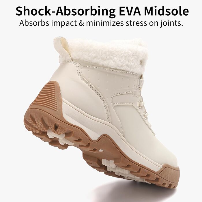 Зимові черевики жіночі, снігоступи, утеплені хутром, антиковзання, для холодної погоди, 39 EU, бежеві