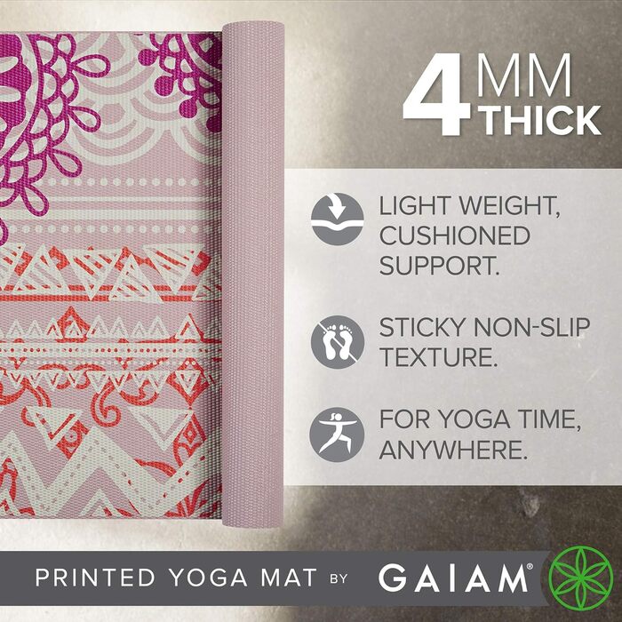 Двосторонній йога-мат Gaiam, нековзкий килимок для йоги, фітнесу, 6 мм