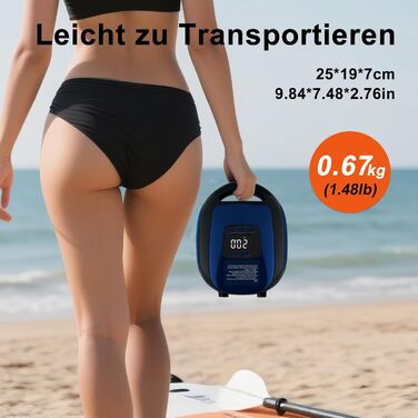 Електричний насос для SUP та човнів, 20psi, автоматичне вимкнення, Dark Blue