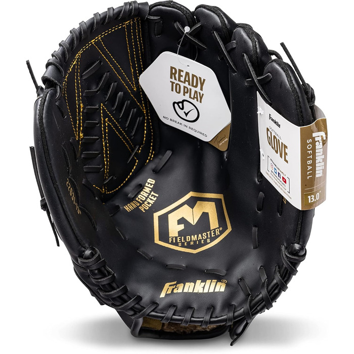Рукавиця для бейсболу та софтболу Franklin Sports Field Master (Права рука, 33 см, Чорно-золота)