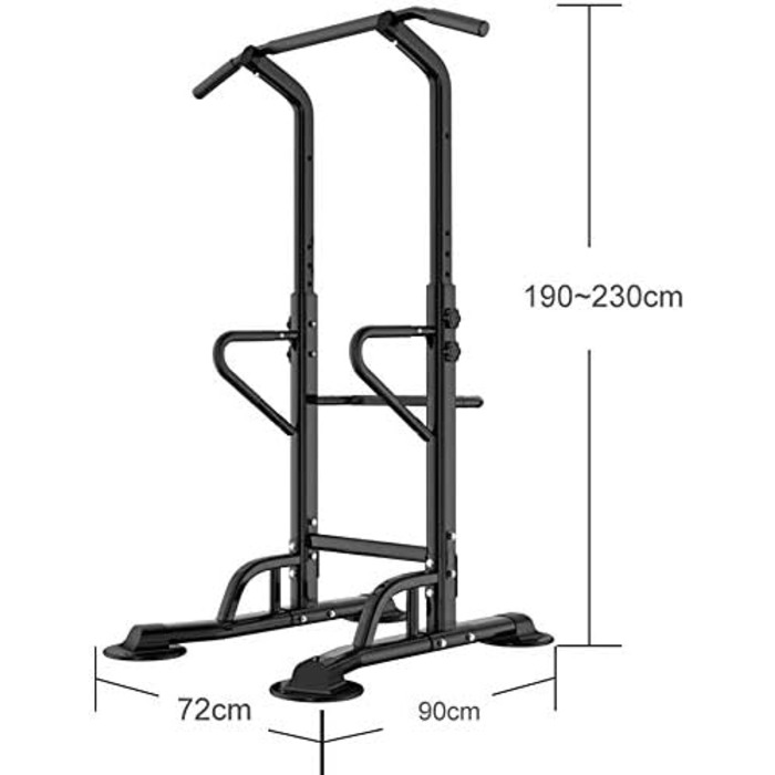 Мультифункціональна силова станція sogesfurniture Power Tower з турніком, брусами та упорами для віджимань, регульована висота 190-230 см, BH-PSBB002-N