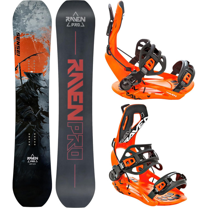 Сноуборд Raven PRO Sensei Carbon 150 см + кріплення FT360 (Чорний, Оранжевий)