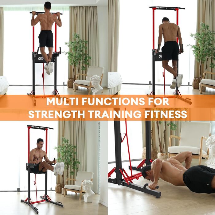 ONETWOFIT Power Tower - Станція для віджимань для дому, регульована висота, 270 кг, BLACK-1