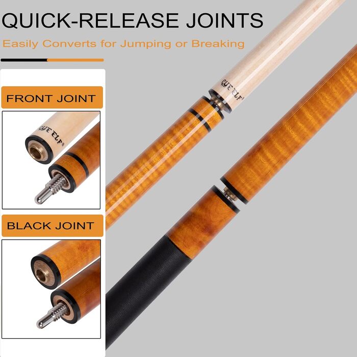 Білльярдний кий CUEELF Heavy Hitter для брейків, 652 г, 3 частини з твердою зеленою бакелітовою вершиною, склеєне дерево, пофарбований, 21 oz, цукровий/медовий