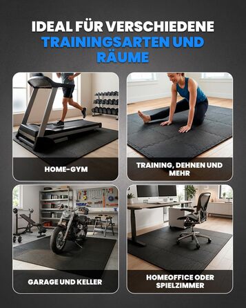 Набір модульних килимків для підлоги unycos (12/20/28 шт), захисна пазл-матрас 30x30x1.2 см для тренажерного залу, спортивного обладнання та йоги, водонепроникні, чорні