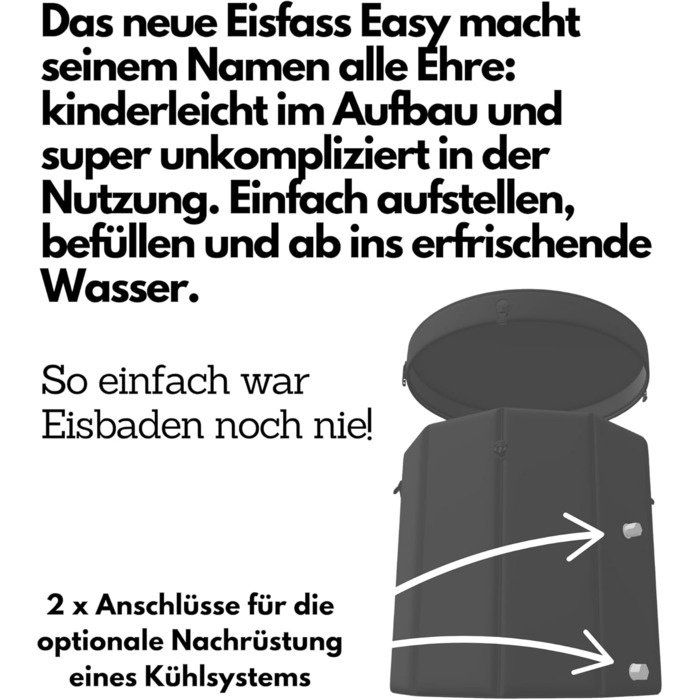 Eisfass Easy 2.0 – Преміум крижаний бак для відновлення та концентрації – Складаний бак з ізоляцією, кришкою та стабільною конструкцією (Ø 75 см × 70 см H) Без аксесуарів