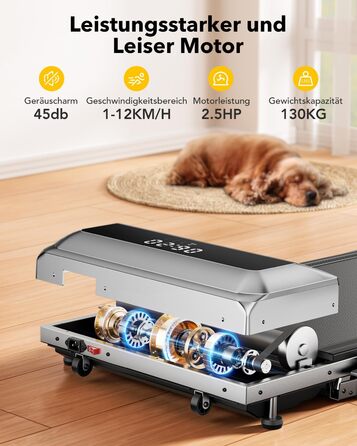 Бігова доріжка для дому з нахилом, 2-в-1 Walking Pad, 12 км/год, складана, 2.5HP, під стіл, для офісу та дому, з додатком і пультом