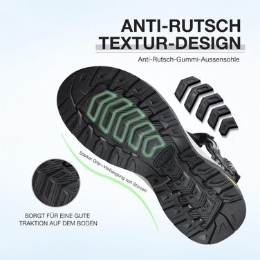 Сандалі жіночі спортивні Trekking Damen Schwarz для активного відпочинку та подорожей, з підтримкою склепіння стопи, чорні, 42 EU