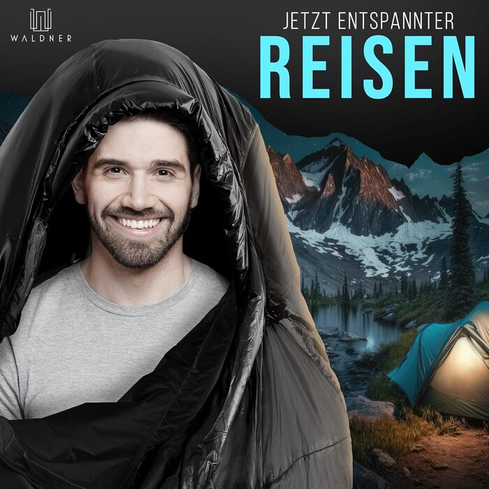 Спальний мішок WALDNER Daunenschlafsack Ultraleicht – ультралегкий, 4 сезони, 800г пуху, 600FP, для кемпінгу та відпочинку на природі, до 200 см